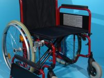 Scaun cu rotile second hand fara suportii de picioare/latime sezut 47 cm.